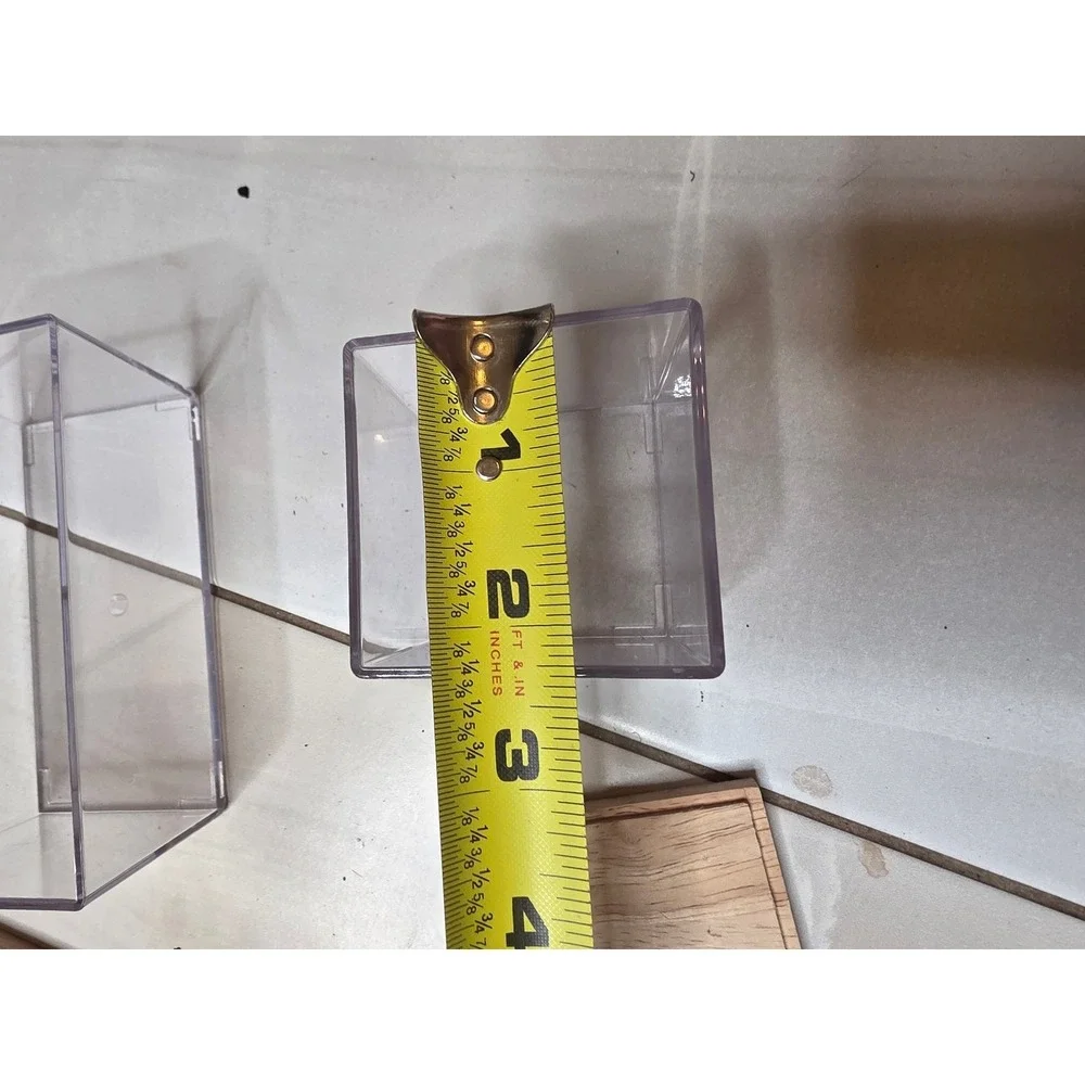 3‎ Piece Clear Acrylic Storage Bin Set with Wood Lids Nesting Organizers